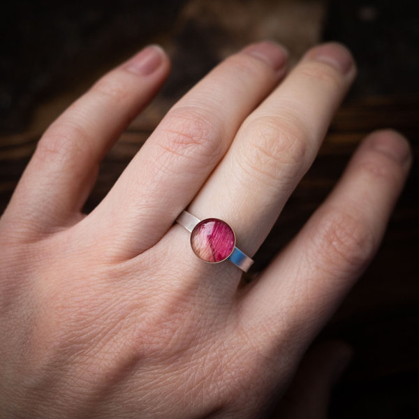Naturjuwelen - Ring mit Tulpen-Blüte, 925er Sterlingsilber, #1